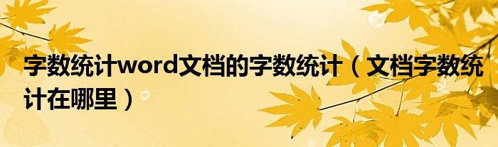 字?jǐn)?shù)統(tǒng)計(jì)word文檔的字?jǐn)?shù)統(tǒng)計(jì)（文檔字?jǐn)?shù)統(tǒng)計(jì)在哪里）