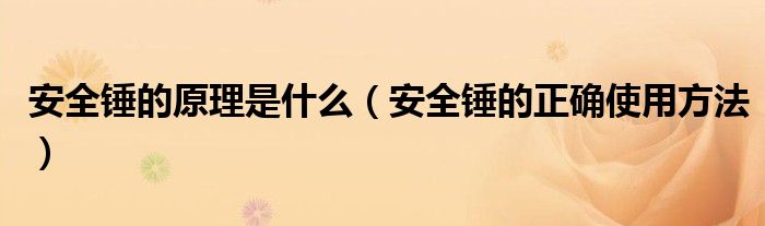 安全錘的原理是什么（安全錘的正確使用方法）