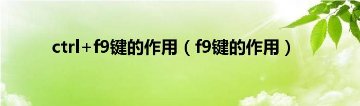 ctrl+f9鍵的作用（f9鍵的作用）