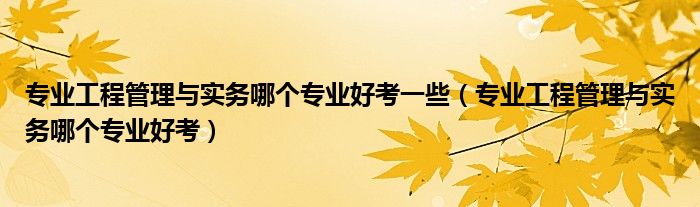 專業(yè)工程管理與實(shí)務(wù)哪個(gè)專業(yè)好考一些（專業(yè)工程管理與實(shí)務(wù)哪個(gè)專業(yè)好考）