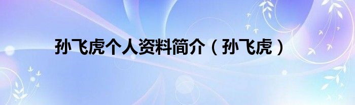 孫飛虎個(gè)人資料簡(jiǎn)介（孫飛虎）
