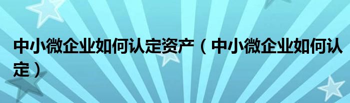 中小微企業(yè)如何認(rèn)定資產(chǎn)（中小微企業(yè)如何認(rèn)定）