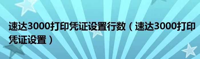 速達(dá)3000打印憑證設(shè)置行數(shù)（速達(dá)3000打印憑證設(shè)置）