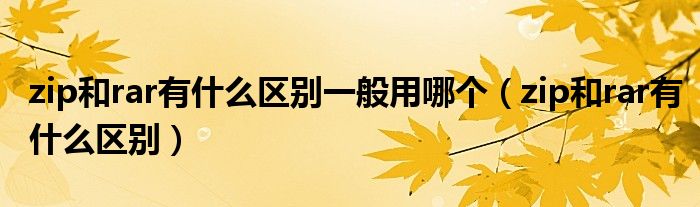 zip和rar有什么區(qū)別一般用哪個(gè)（zip和rar有什么區(qū)別）