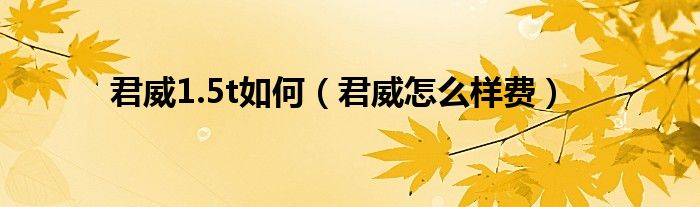 君威1.5t如何（君威怎么樣費）