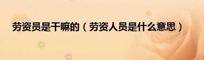 勞資員是干嘛的（勞資人員是什么意思）
