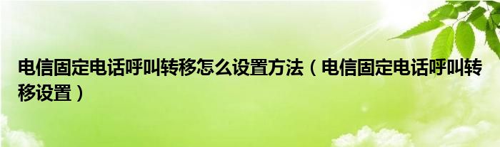 電信固定電話呼叫轉(zhuǎn)移怎么設(shè)置方法（電信固定電話呼叫轉(zhuǎn)移設(shè)置）