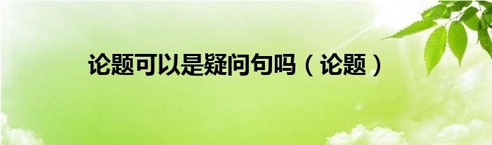 論題可以是疑問句嗎（論題）