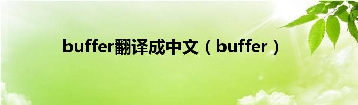 buffer翻譯成中文（buffer）