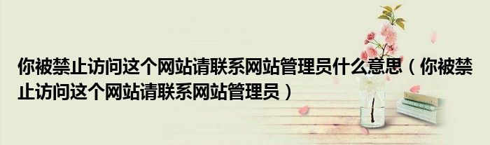 你被禁止訪問這個(gè)網(wǎng)站請(qǐng)聯(lián)系網(wǎng)站管理員什么意思（你被禁止訪問這個(gè)網(wǎng)站請(qǐng)聯(lián)系網(wǎng)站管理員）