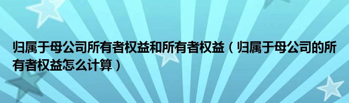 歸屬于母公司所有者權(quán)益和所有者權(quán)益（歸屬于母公司的所有者權(quán)益怎么計(jì)算）