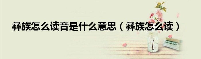 彝族怎么讀音是什么意思（彝族怎么讀）