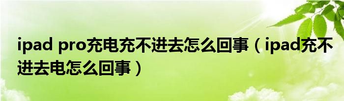 ipad pro充電充不進(jìn)去怎么回事（ipad充不進(jìn)去電怎么回事）