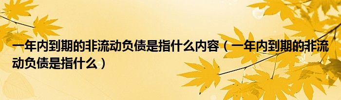 一年內(nèi)到期的非流動負(fù)債是指什么內(nèi)容（一年內(nèi)到期的非流動負(fù)債是指什么）