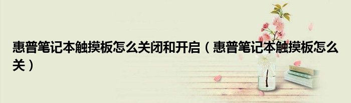 惠普筆記本觸摸板怎么關(guān)閉和開啟（惠普筆記本觸摸板怎么關(guān)）