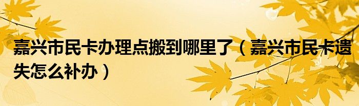 嘉興市民卡辦理點(diǎn)搬到哪里了（嘉興市民卡遺失怎么補(bǔ)辦）