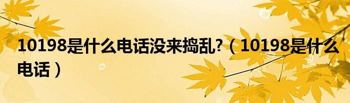 10198是什么電話沒來搗亂?（10198是什么電話）