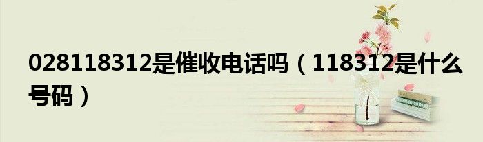 028118312是催收電話嗎（118312是什么號(hào)碼）