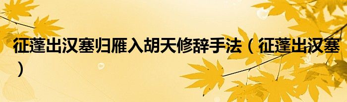 征蓬出漢塞歸雁入胡天修辭手法（征蓬出漢塞）