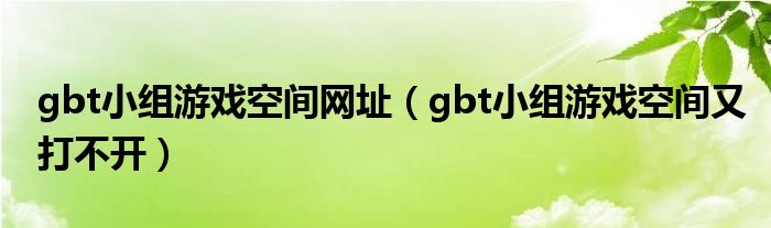 gbt小組游戲空間網(wǎng)址（gbt小組游戲空間又打不開）