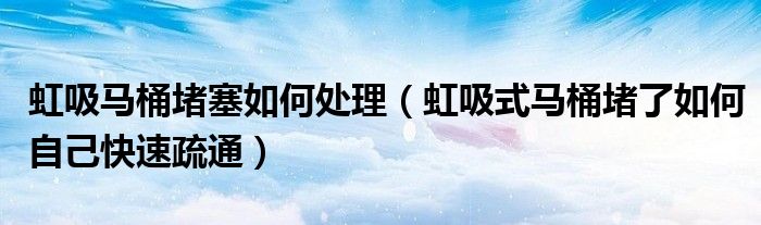 虹吸馬桶堵塞如何處理（虹吸式馬桶堵了如何自己快速疏通）