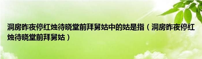 洞房昨夜停紅燭待曉堂前拜舅姑中的姑是指（洞房昨夜停紅燭待曉堂前拜舅姑）