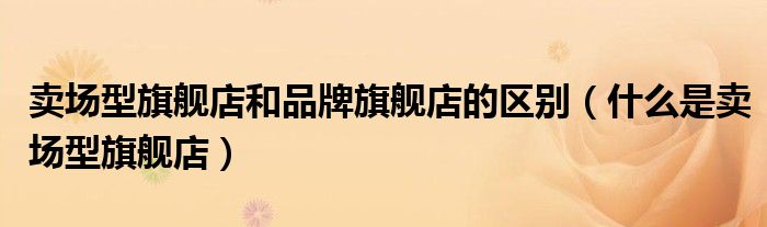 賣場(chǎng)型旗艦店和品牌旗艦店的區(qū)別（什么是賣場(chǎng)型旗艦店）