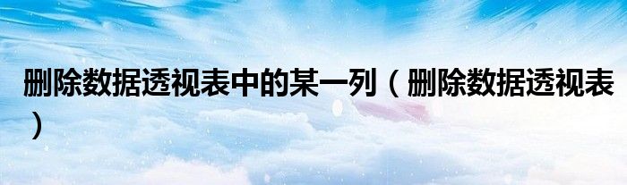 刪除數(shù)據(jù)透視表中的某一列（刪除數(shù)據(jù)透視表）