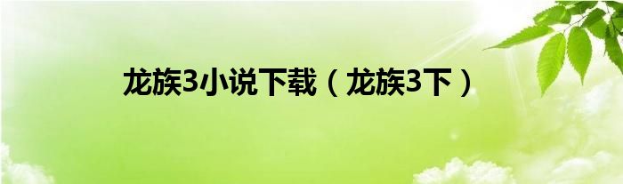 龍族3小說(shuō)下載（龍族3下）
