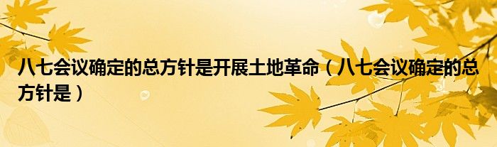 八七會議確定的總方針是開展土地革命（八七會議確定的總方針是）