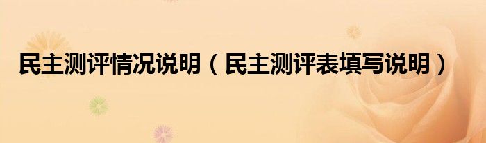民主測評情況說明（民主測評表填寫說明）