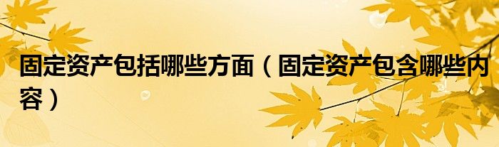 固定資產(chǎn)包括哪些方面（固定資產(chǎn)包含哪些內(nèi)容）