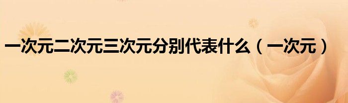 一次元二次元三次元分別代表什么（一次元）