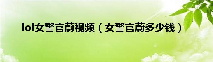 lol女警官蔚視頻（女警官蔚多少錢）