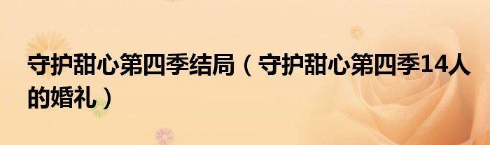 守護甜心第四季結局（守護甜心第四季14人的婚禮）