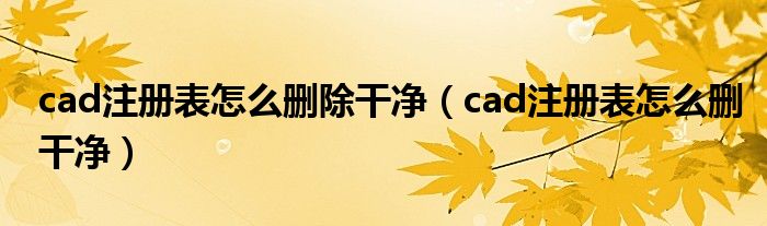 cad注冊表怎么刪除干凈（cad注冊表怎么刪干凈）