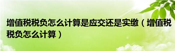 增值稅稅負(fù)怎么計(jì)算是應(yīng)交還是實(shí)繳（增值稅稅負(fù)怎么計(jì)算）