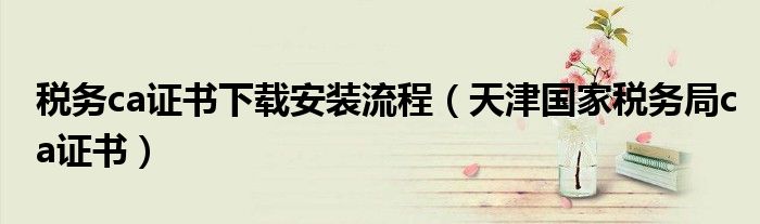 稅務(wù)ca證書下載安裝流程（天津國家稅務(wù)局ca證書）