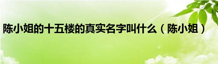 陳小姐的十五樓的真實名字叫什么（陳小姐）