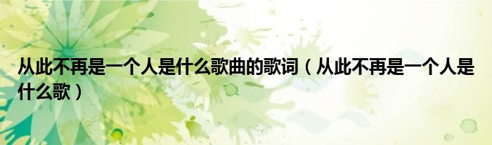 從此不再是一個(gè)人是什么歌曲的歌詞（從此不再是一個(gè)人是什么歌）