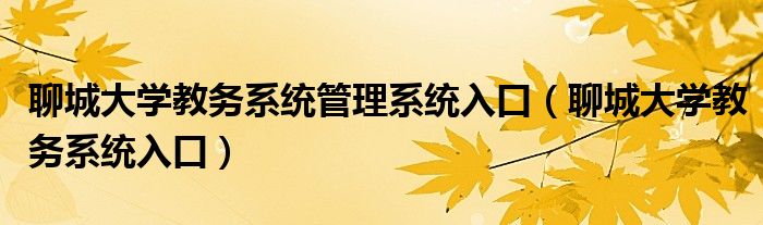 聊城大學教務系統(tǒng)管理系統(tǒng)入口（聊城大學教務系統(tǒng)入口）