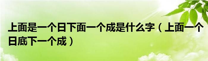 上面是一個日下面一個成是什么字（上面一個日底下一個成）