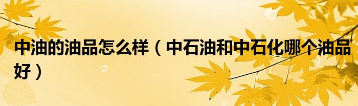 中油的油品怎么樣（中石油和中石化哪個(gè)油品好）