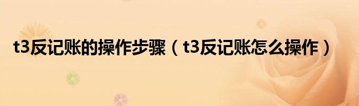 t3反記賬的操作步驟（t3反記賬怎么操作）