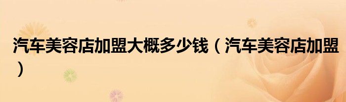 汽車美容店加盟大概多少錢（汽車美容店加盟）