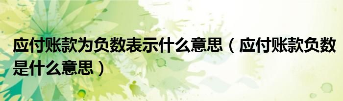 應(yīng)付賬款為負(fù)數(shù)表示什么意思（應(yīng)付賬款負(fù)數(shù)是什么意思）