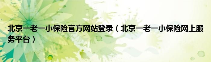 北京一老一小保險(xiǎn)官方網(wǎng)站登錄（北京一老一小保險(xiǎn)網(wǎng)上服務(wù)平臺(tái)）