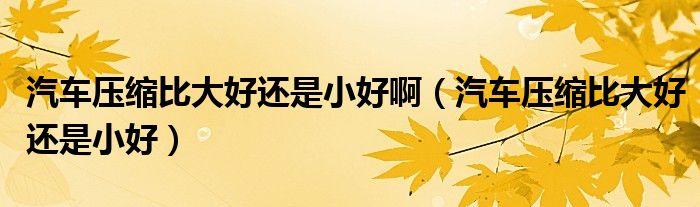 汽車壓縮比大好還是小好啊（汽車壓縮比大好還是小好）