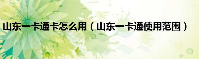 山東一卡通卡怎么用（山東一卡通使用范圍）