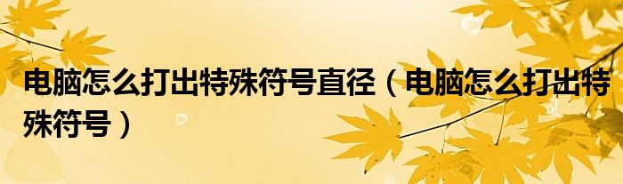 電腦怎么打出特殊符號(hào)直徑（電腦怎么打出特殊符號(hào)）